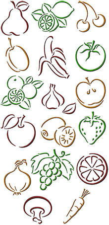 One-Color Fruits and Vegetables Set